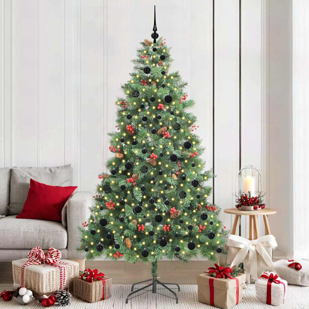 vidaXL Artificial Christmas Tree Green 210 cm PVC and Metal
