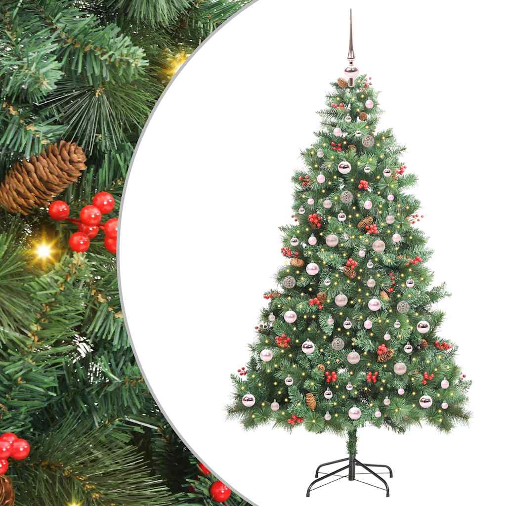 vidaXL Artificial Christmas Tree Green 210 cm PVC and Metal