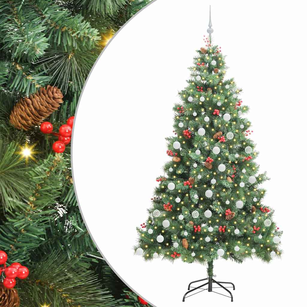 vidaXL Artificial Christmas Tree Green 210 cm PVC and Metal