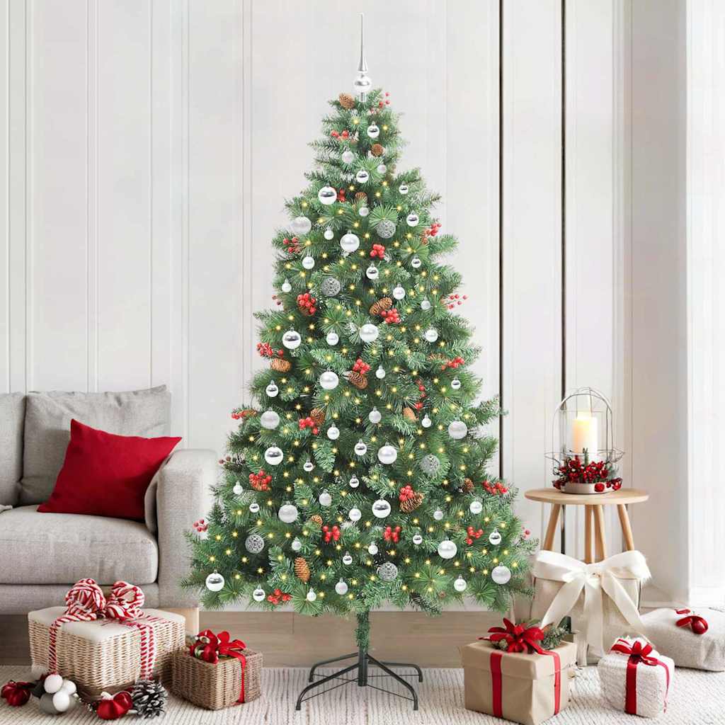 vidaXL Artificial Christmas Tree 300 LEDs Warm White PVC and Metal