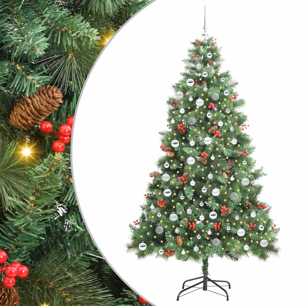 vidaXL Artificial Christmas Tree 300 LEDs Warm White PVC and Metal