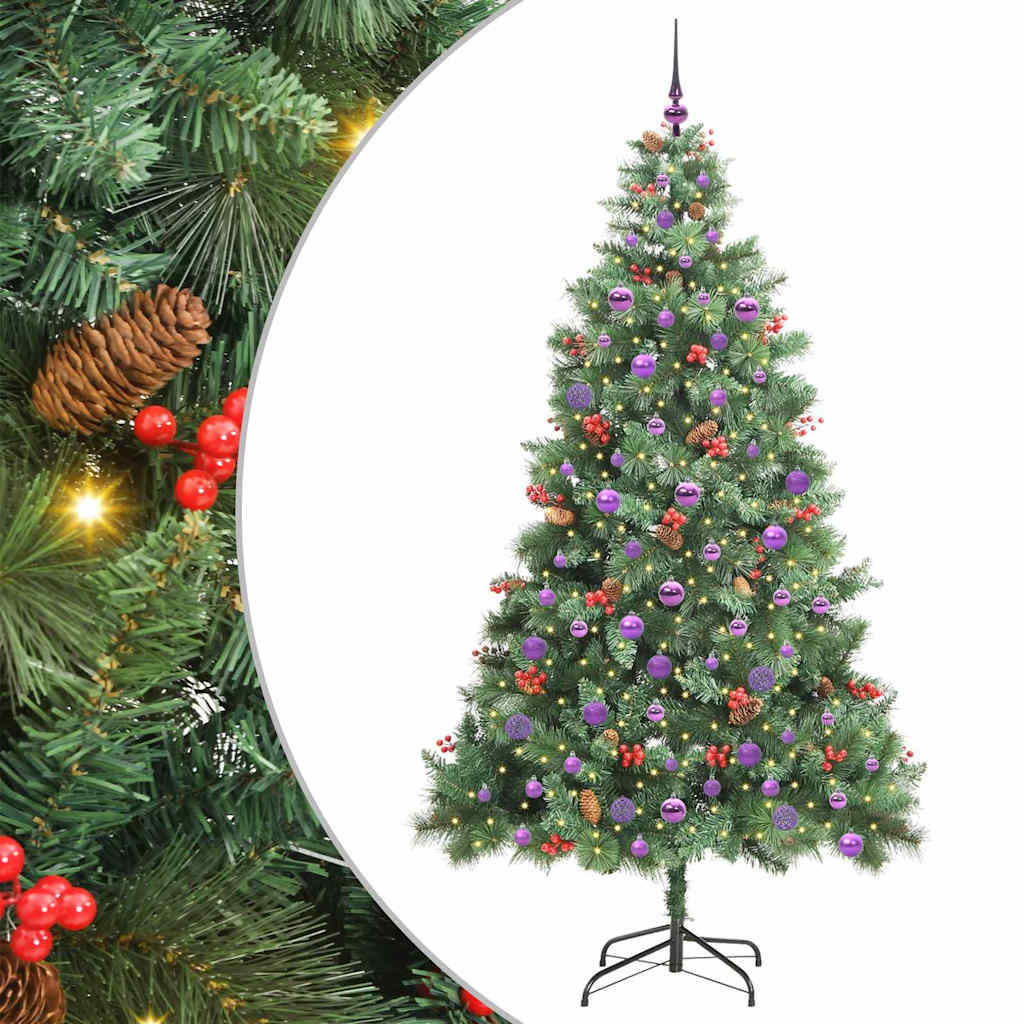 vidaXL Artificial Christmas Tree Green 210 cm PVC and Metal
