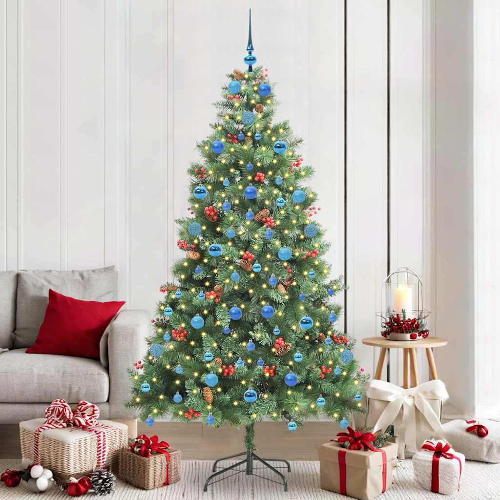 vidaXL Artificial Christmas Tree Green 210 cm PVC and Metal