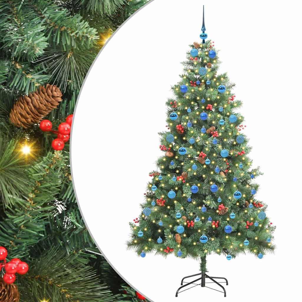 vidaXL Artificial Christmas Tree Green 210 cm PVC and Metal