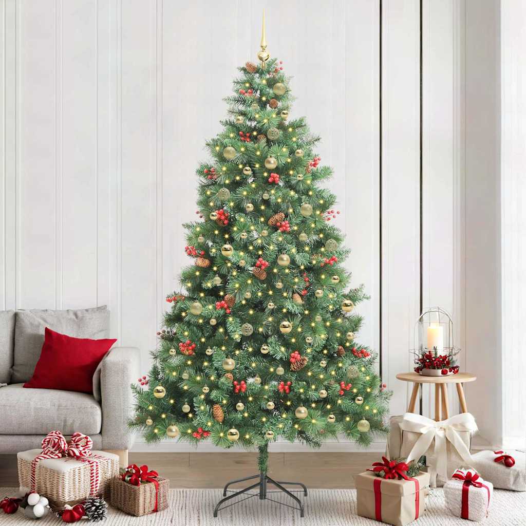 vidaXL Artificial Christmas Tree 300 LEDs Warm White PVC and Metal