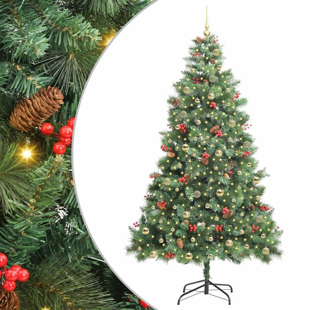 vidaXL Artificial Christmas Tree 300 LEDs Warm White PVC and Metal