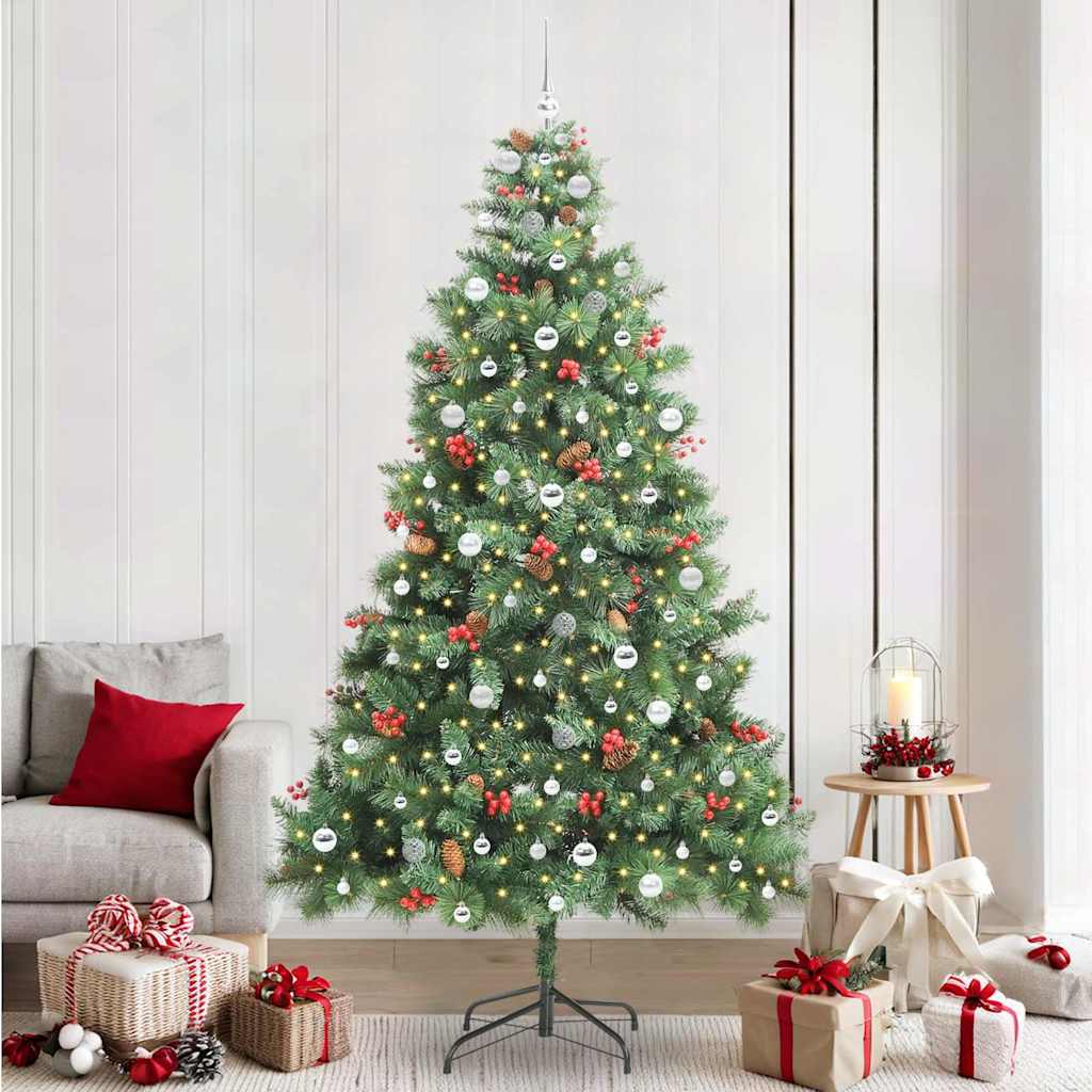 vidaXL Artificial Christmas Tree 300 LEDs Warm White PVC and Metal