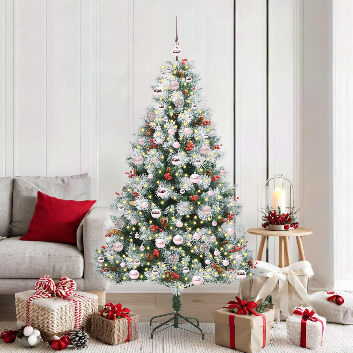 vidaXL Artificial Christmas Tree Green and white 180 cm