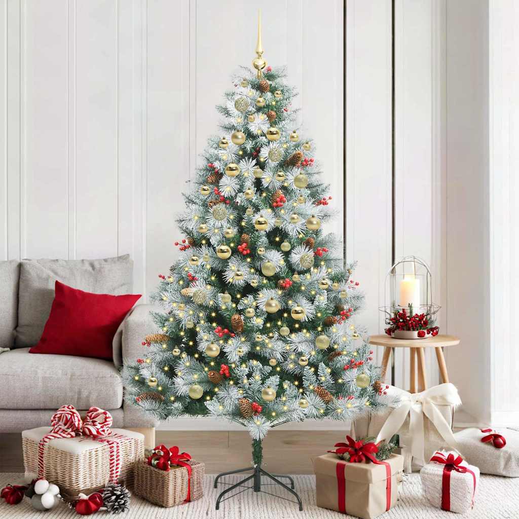 vidaXL Artificial Christmas Tree Green and white 180 cm