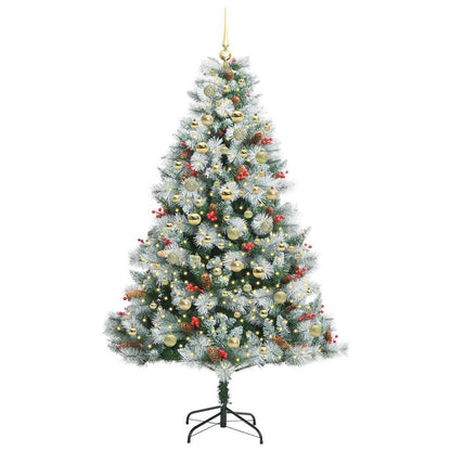 vidaXL Artificial Christmas Tree Green and white 180 cm