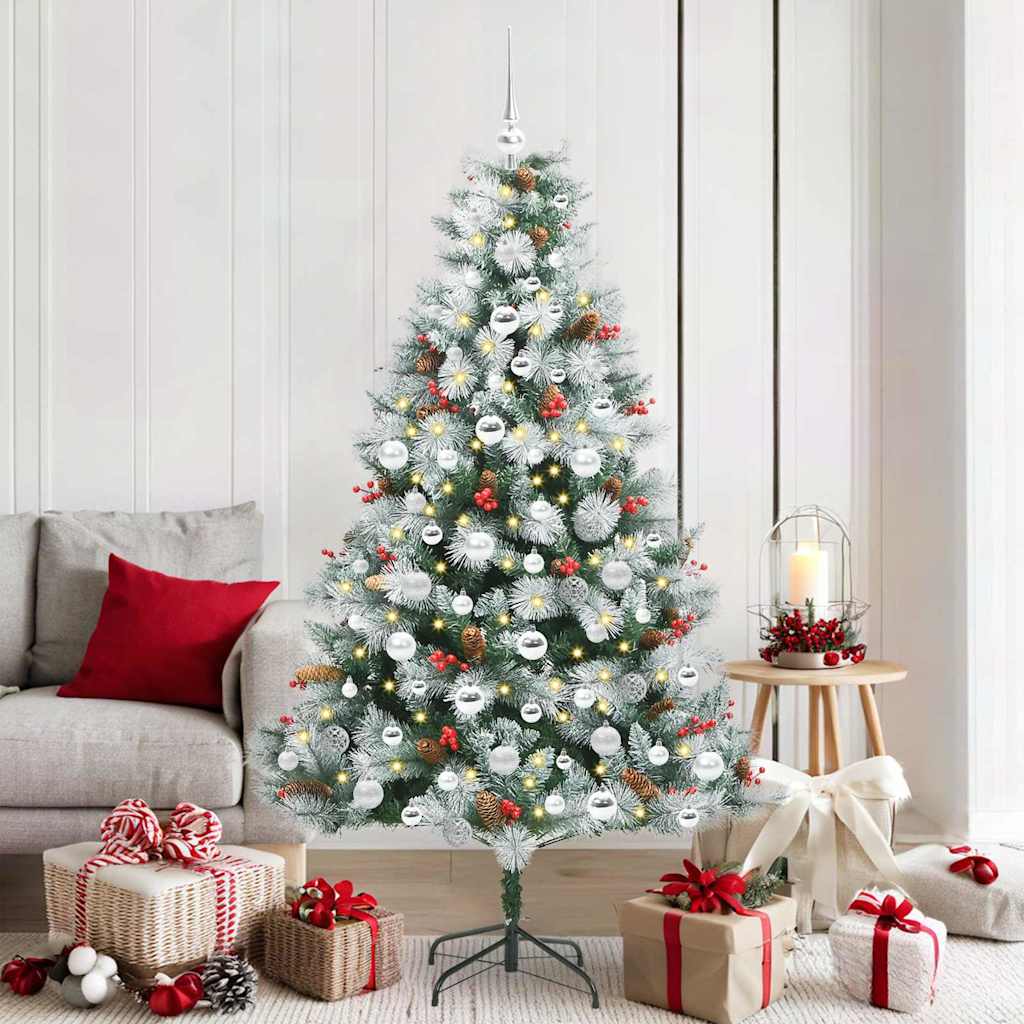 vidaXL Artificial Christmas Tree Green and white 180 cm