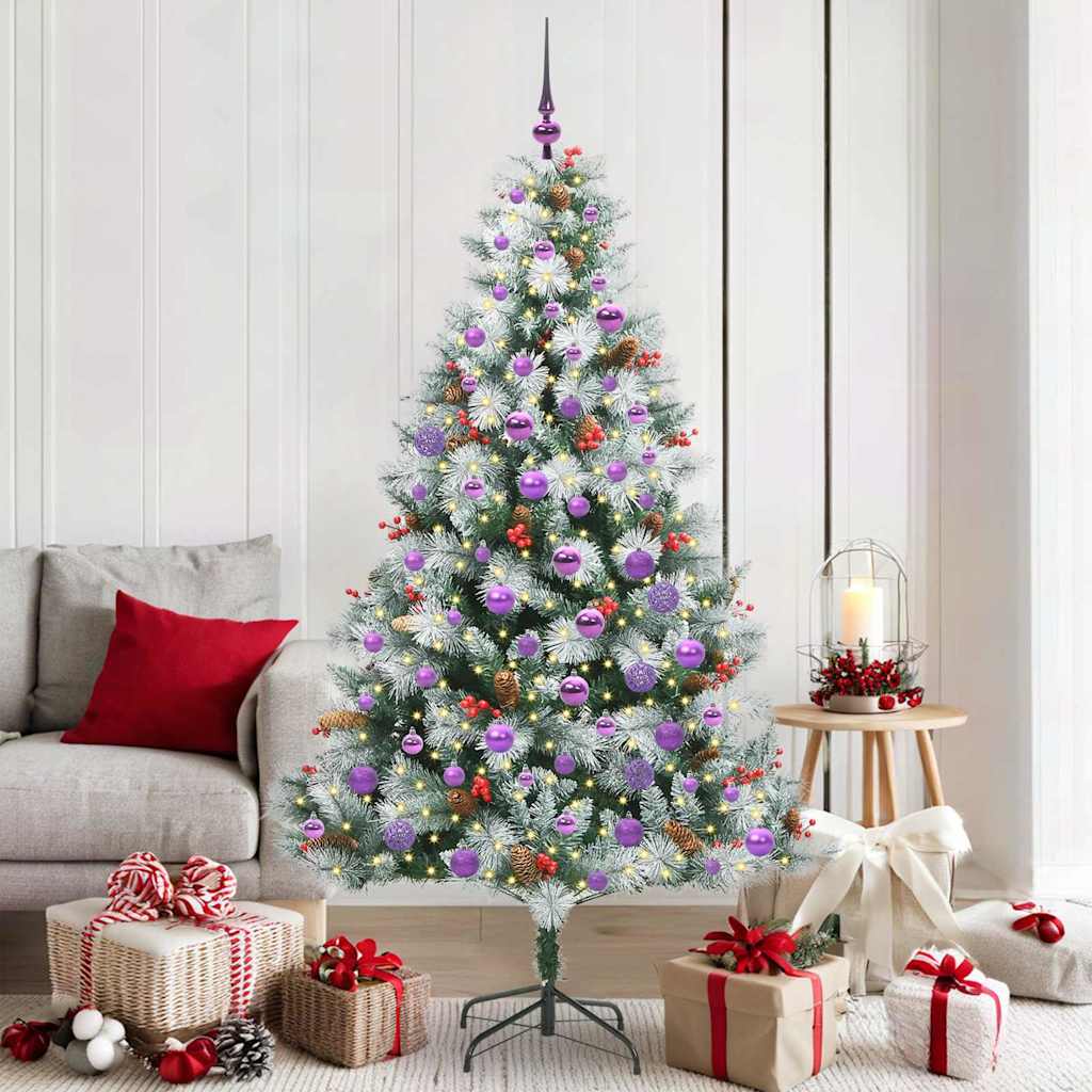 vidaXL Artificial Christmas Tree Green and white 180 cm