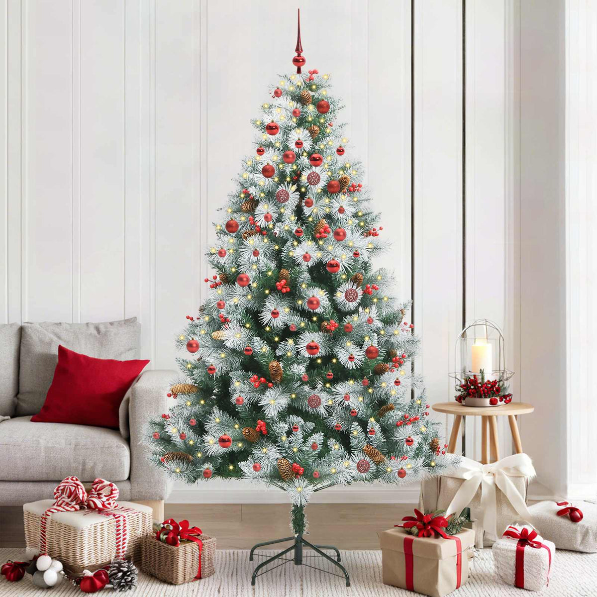vidaXL Artificial Christmas Tree Green and white 210 cm
