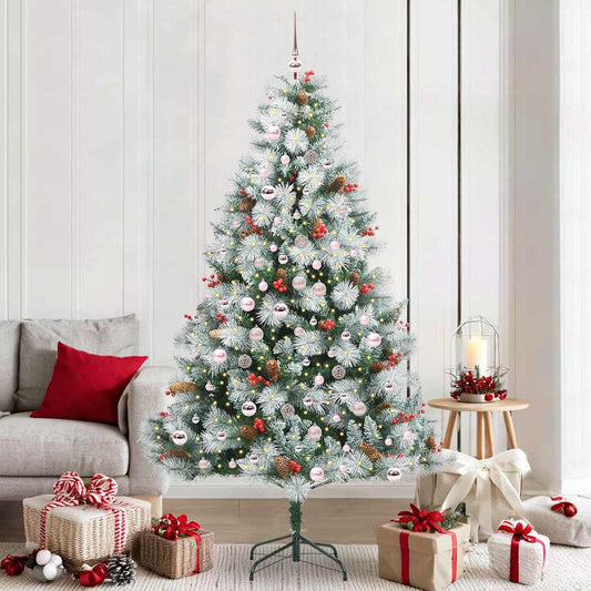 vidaXL Artificial Christmas Tree Green and white 210 cm