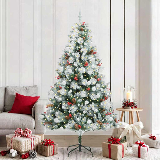 vidaXL Artificial Christmas Tree Green and white 210 cm