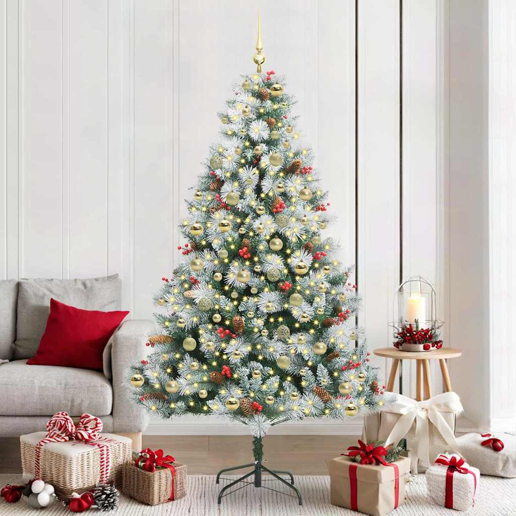 vidaXL Artificial Christmas Tree Green and white 210 cm