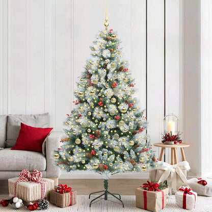 vidaXL Artificial Christmas Tree Green and white 210 cm