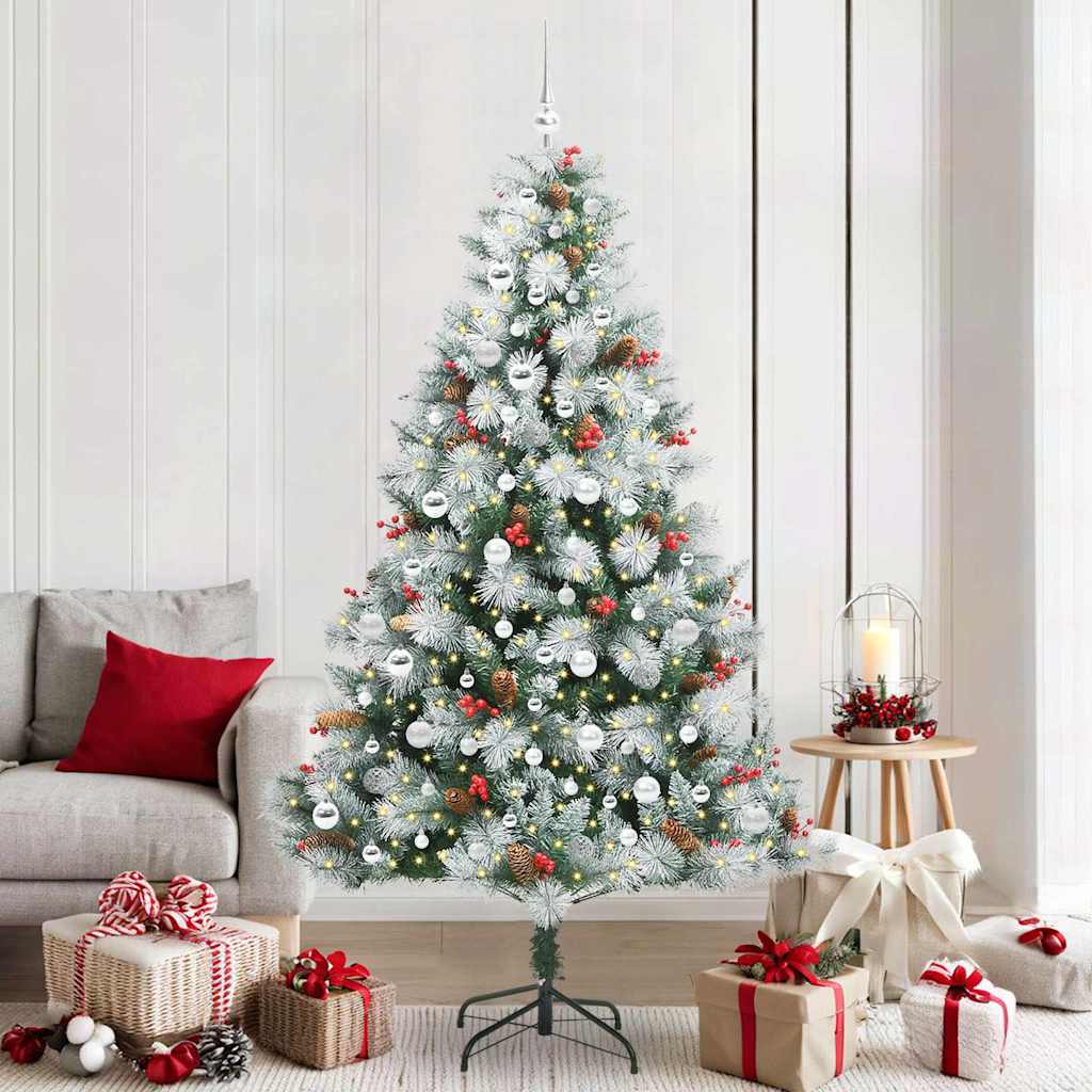 vidaXL Artificial Christmas Tree Green and white 210 cm