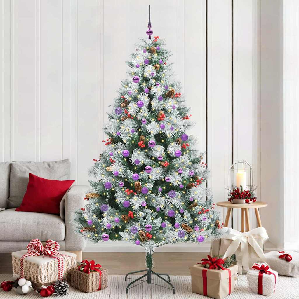 vidaXL Artificial Christmas Tree Green and white 210 cm