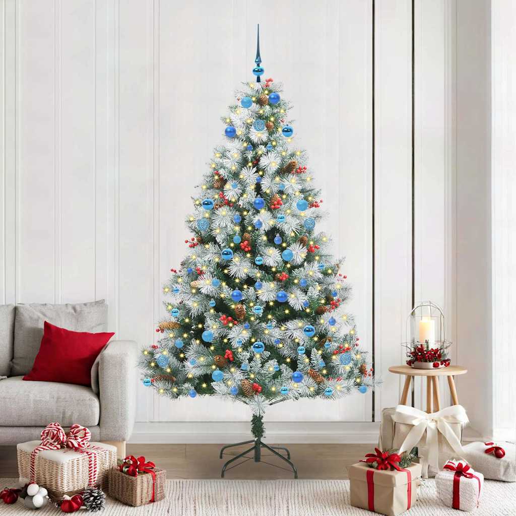 vidaXL Artificial Christmas Tree Green and white 210 cm