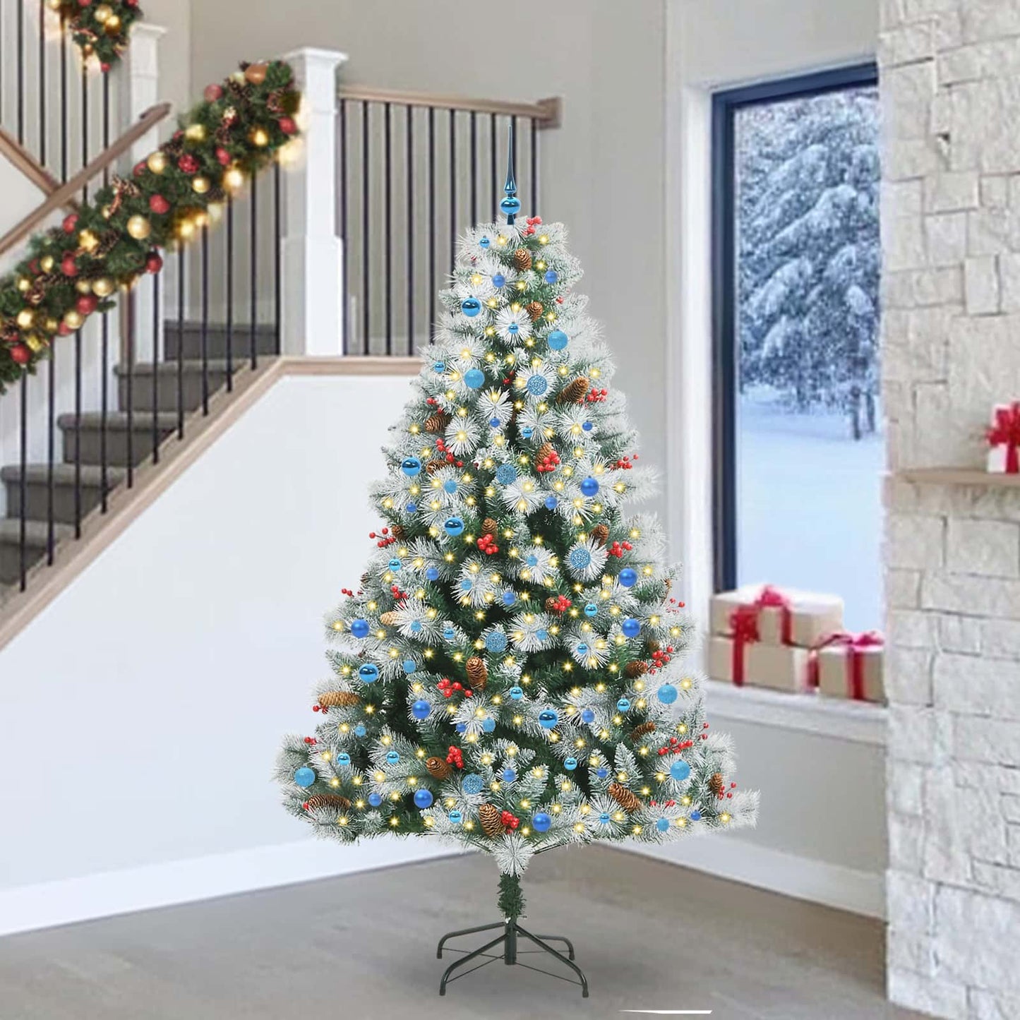 vidaXL Artificial Christmas Tree Green and white 240 cm