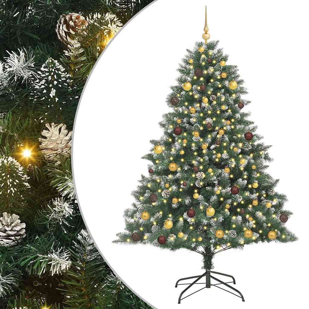 vidaXL Artificial Christmas Tree with 300 LEDs with Stand Green 210 cm