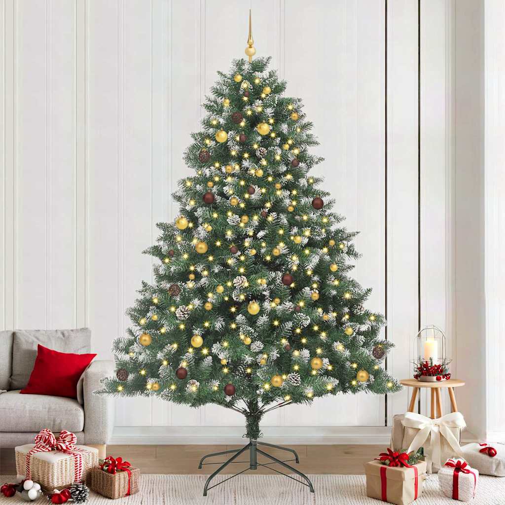 vidaXL Artificial Christmas Tree with 300 LEDs with Stand Green 240 cm