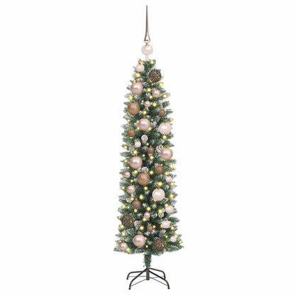 vidaXL Artificial Slim Christmas Tree Green and White 120 cm