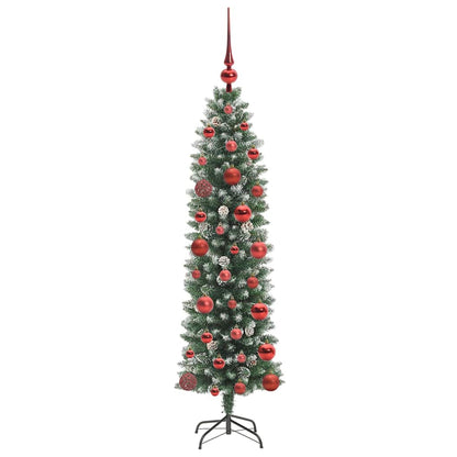 vidaXL Artificial Slim Christmas Tree Green and White 120 cm