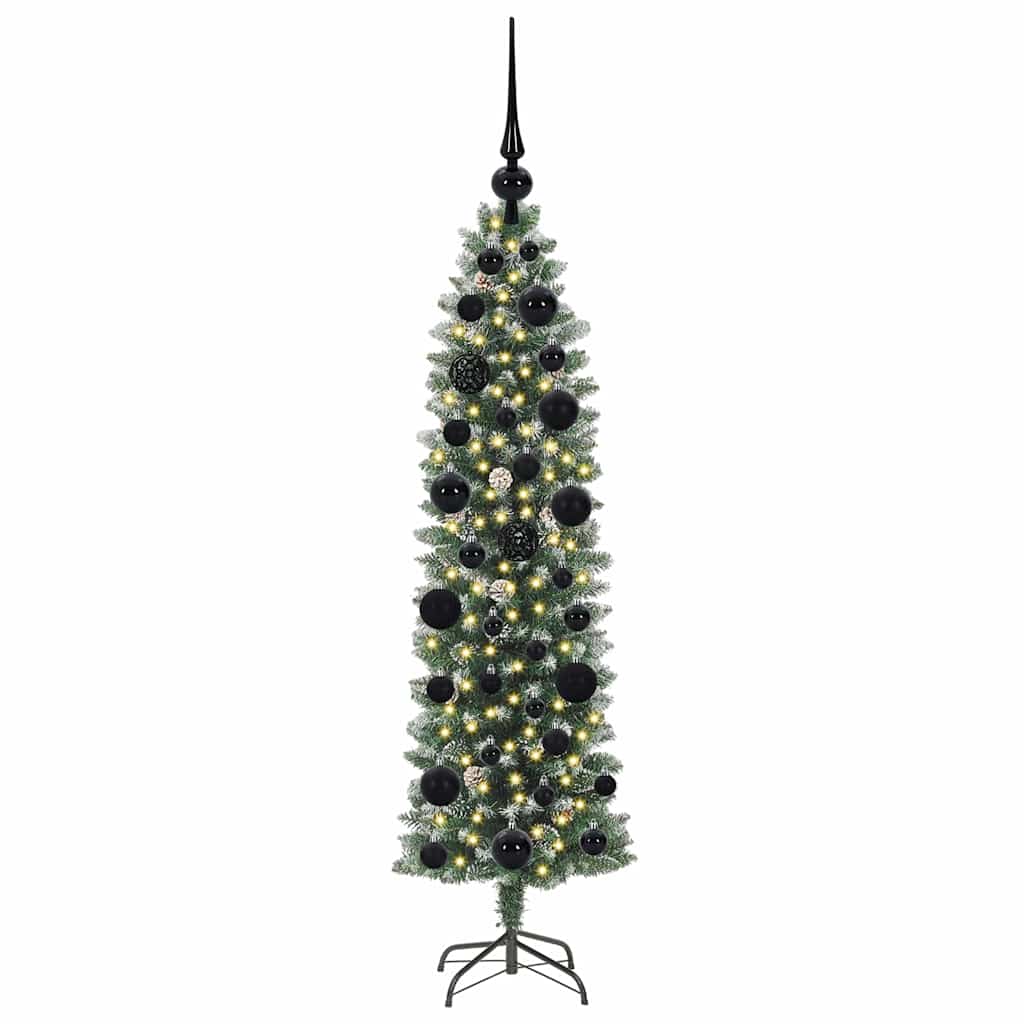 vidaXL Artificial Slim Christmas Tree Green and White 120 cm