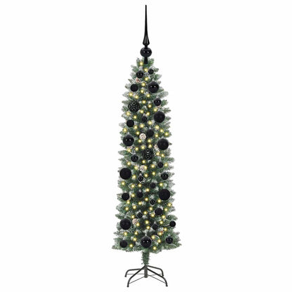 vidaXL Artificial Slim Christmas Tree Green and White 120 cm