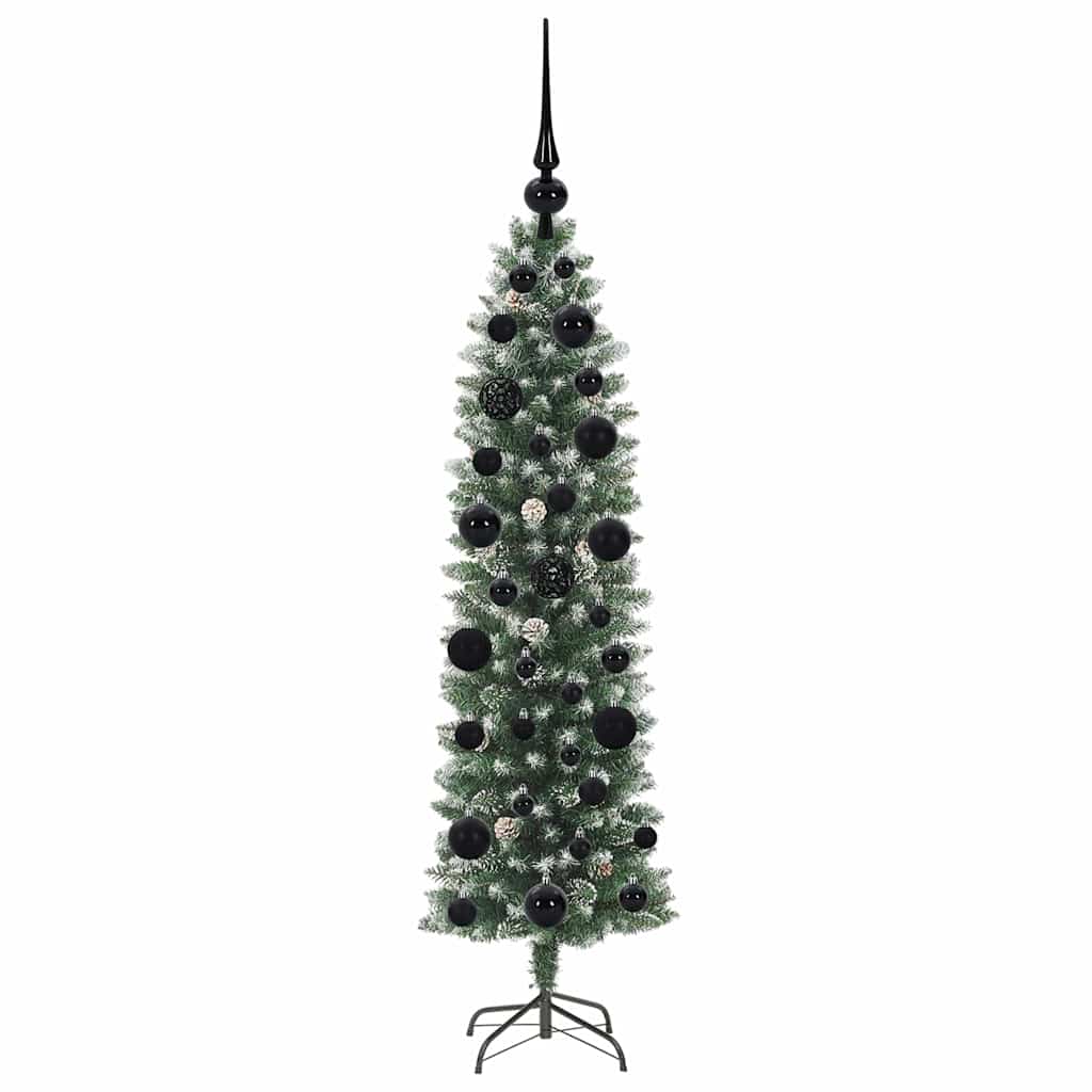 vidaXL Artificial Slim Christmas Tree Green and White 120 cm