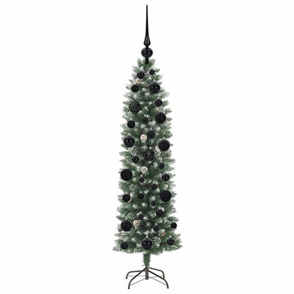 vidaXL Artificial Slim Christmas Tree Green and White 120 cm