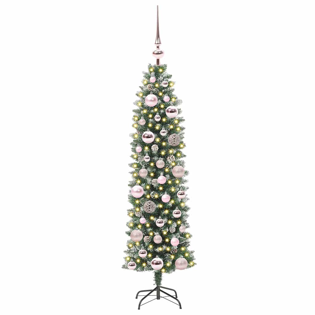 vidaXL Artificial Slim Christmas Tree Green and White 120 cm