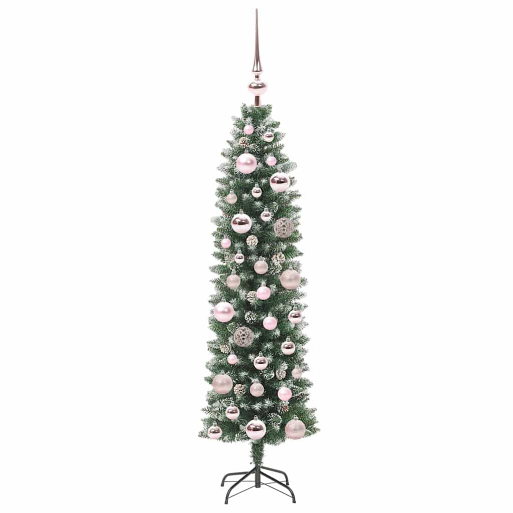 vidaXL Artificial Slim Christmas Tree Green and White 120 cm