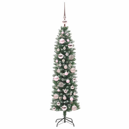 vidaXL Artificial Slim Christmas Tree Green and White 120 cm