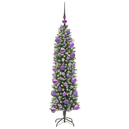 vidaXL Artificial Slim Christmas Tree Green and White 120 cm