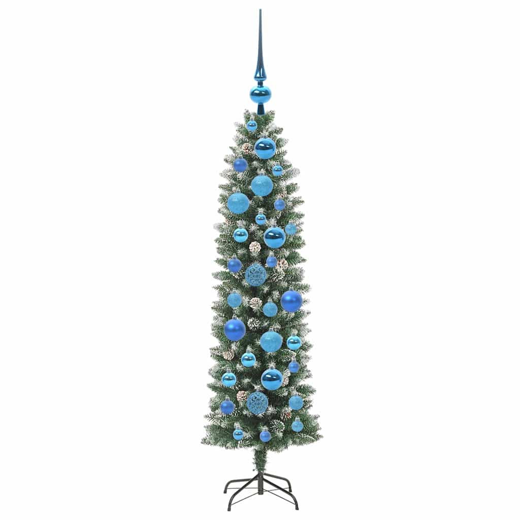 vidaXL Artificial Slim Christmas Tree Green and White 120 cm