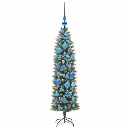 vidaXL Artificial Slim Christmas Tree Green and White 120 cm