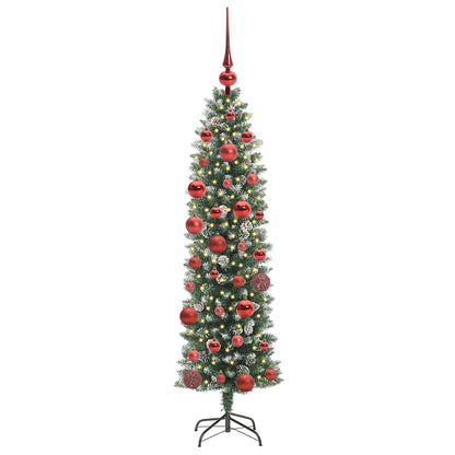 vidaXL Artificial Slim Christmas Tree Green and White 150 cm