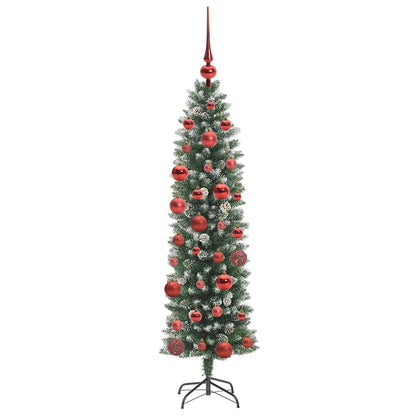 vidaXL Artificial Slim Christmas Tree Green and White 150 cm