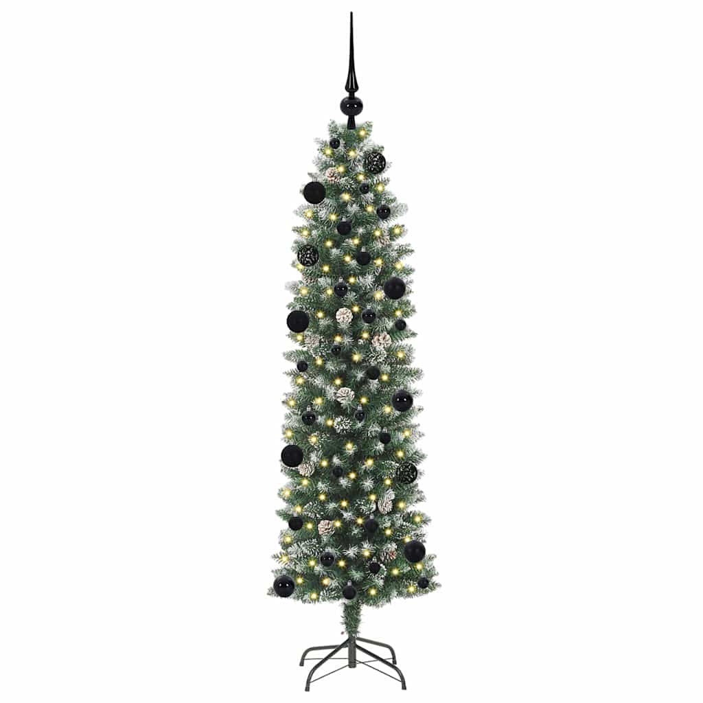 vidaXL Artificial Slim Christmas Tree Green and White 150 cm