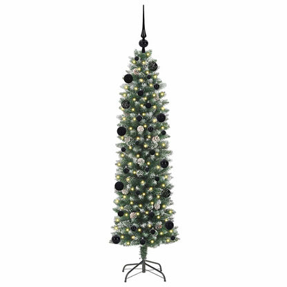 vidaXL Artificial Slim Christmas Tree Green and White 150 cm
