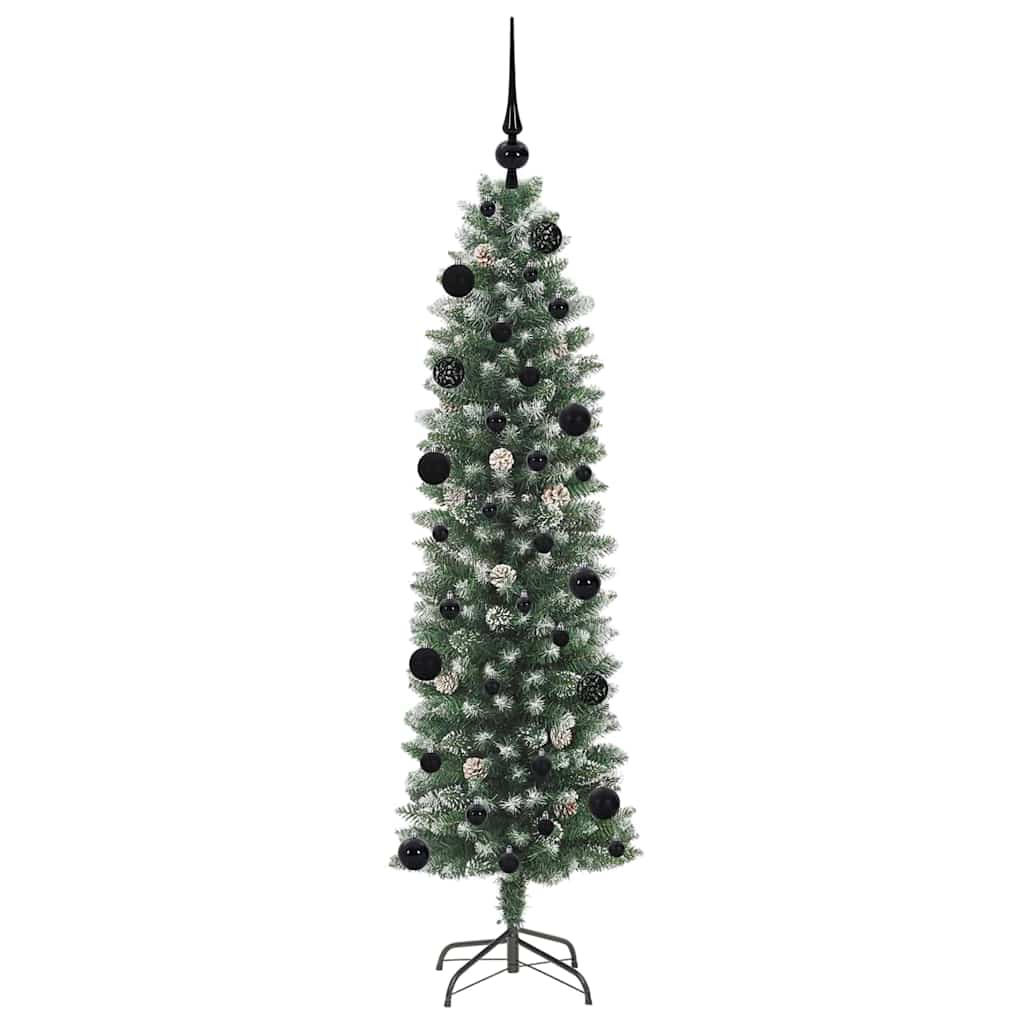 vidaXL Artificial Slim Christmas Tree Green and White 150 cm