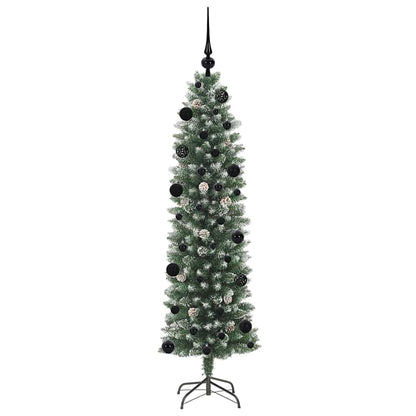 vidaXL Artificial Slim Christmas Tree Green and White 150 cm