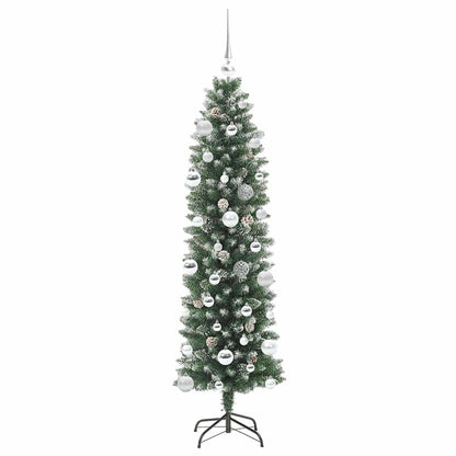 vidaXL Artificial Slim Christmas Tree Green and White 150 cm