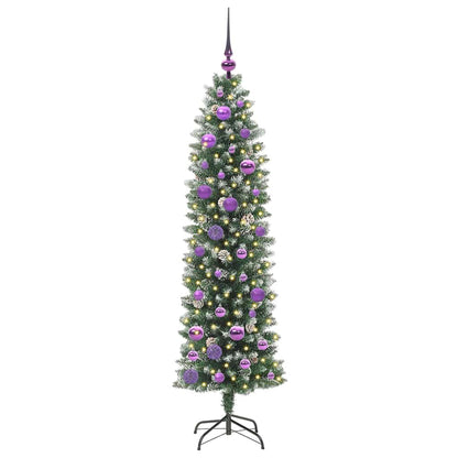 vidaXL Artificial Slim Christmas Tree Green and White 150 cm