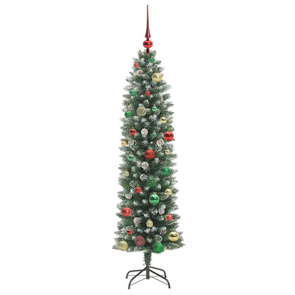 vidaXL Artificial Slim Christmas Tree Green and White 150 cm