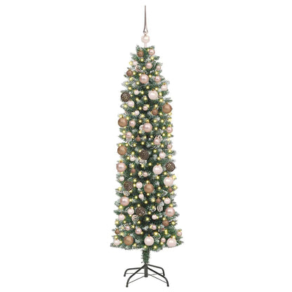 vidaXL Artificial Slim Christmas Tree Green and White 180 cm