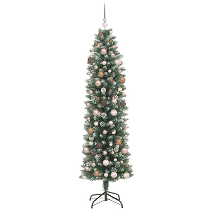 vidaXL Artificial Slim Christmas Tree Green and White 210 cm